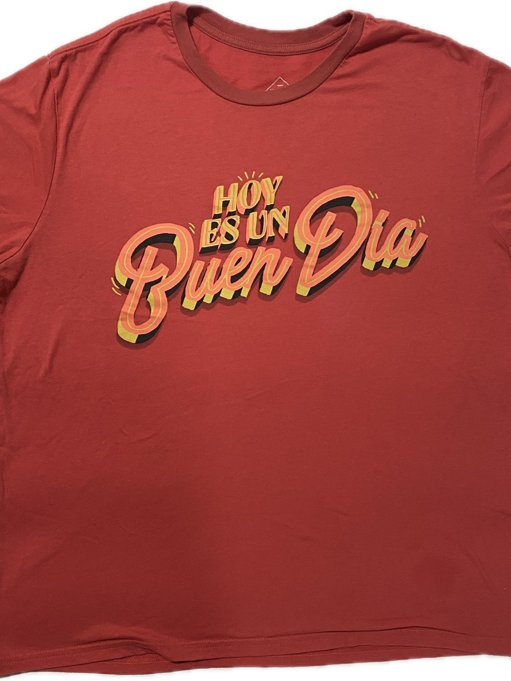 Well Worn Men's Red Tee with Yellow & Orange Script Graphic